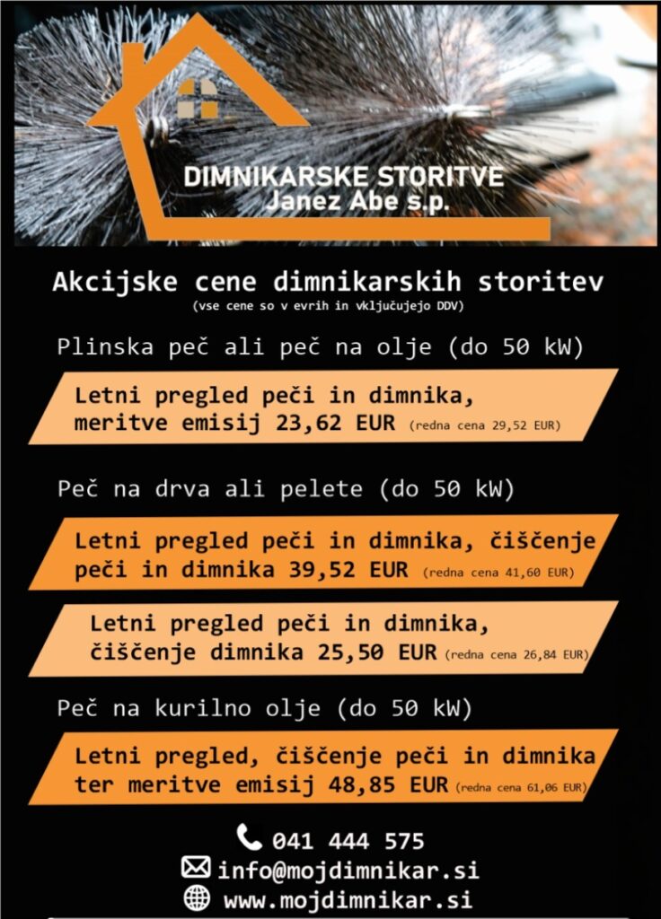 Cenik dimnikarskih storitev 2026